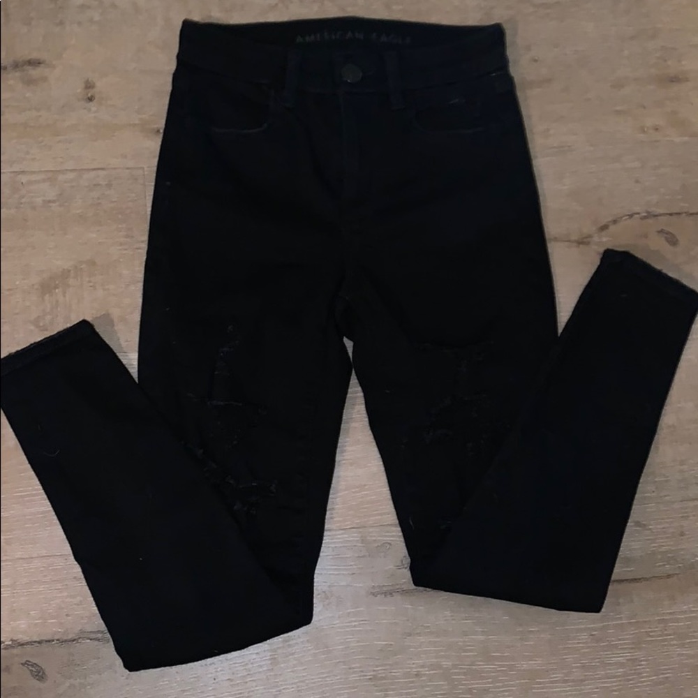 American Eagle 00S Black Ripped Jeans